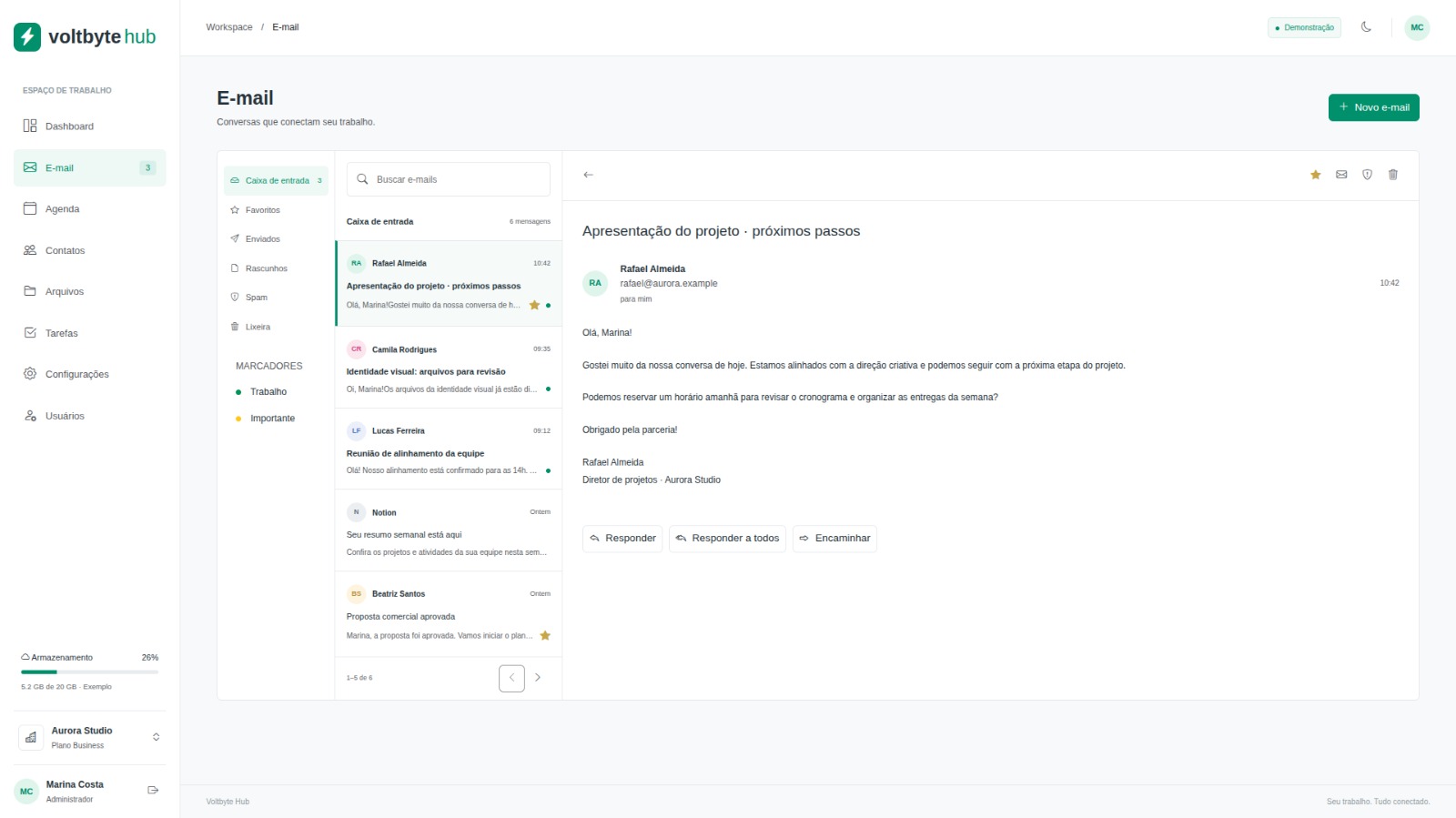 VoltByte Hub - Central de E-mails